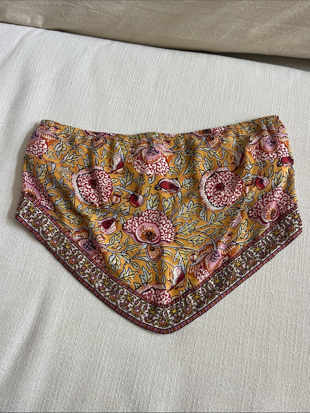ba&sh Mustard and Pink Floral Smocked Top